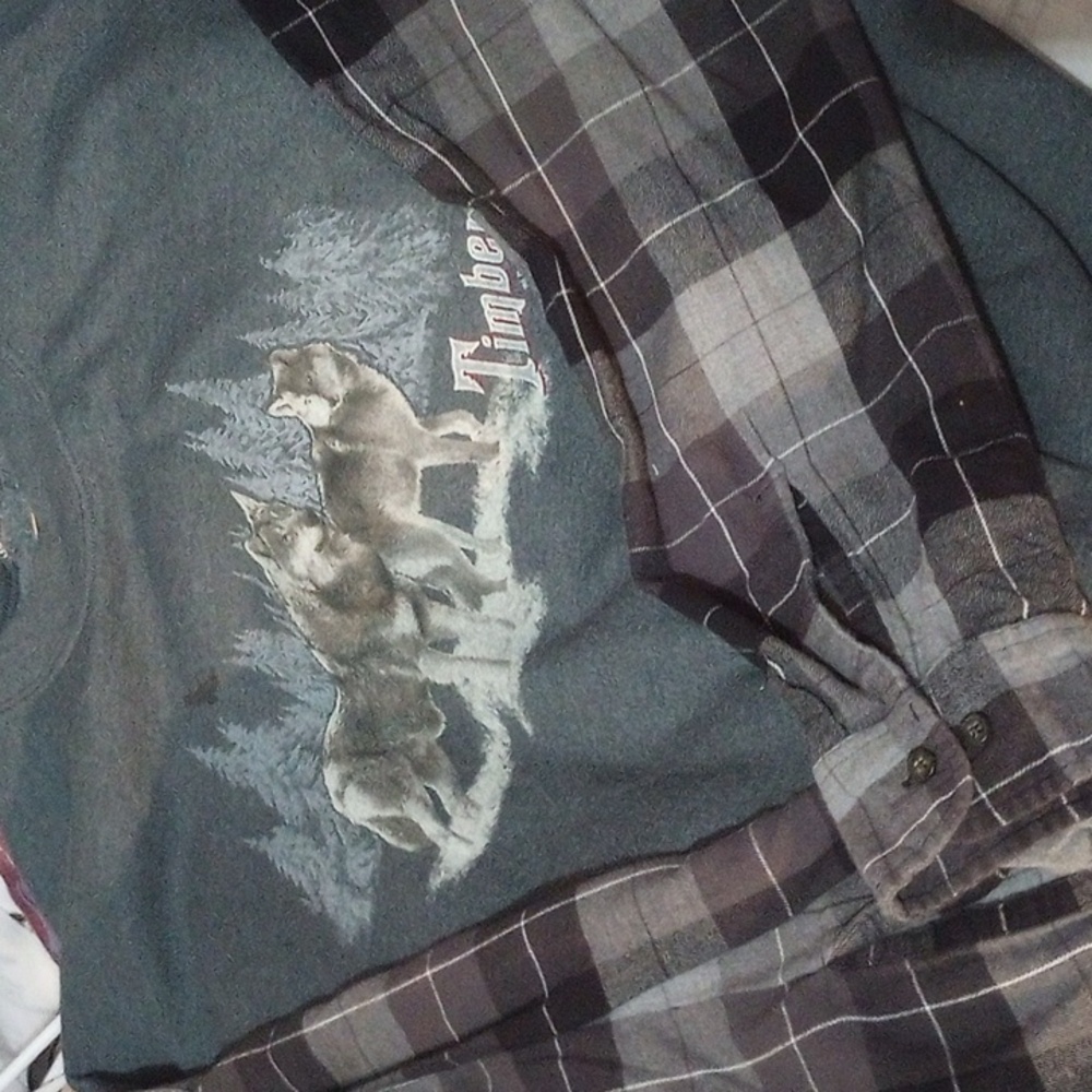4X New Upcycled One of a kind  Sweatshirt & Flannel chest 27 across L 27 Shirt
